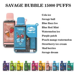 Savage Vape Bubble 15000 Puffs Vapes Ondosable Puff 12000 10000 8000 RANDM TORNADO E CIGARETTE Recharge Actharge Acthicte Actature Pufle Carts Puff 12k 10K 8K Vaper 15k