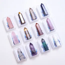 Natural Healing Crystal Quartz Arts Tolv konstellationer Enkel spetsiga sex prisma Set Chakra Reiki Original Stone Polished Handicraft ZZ