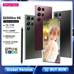 Téléphone portable transfrontalier S23 Ultra réel 4G, Android 11, stylo intégré, grand écran 7.3, 13 millions de pixels (3 64), commerce extérieur