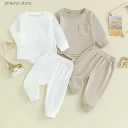 Giyim Setleri Lioraitiin 0-24m Yenidoğan Bebek Düşme Kıyafetleri Kız Erkek Çocuk Düz Renk Crewneck Büyük Boy Sweatshirt Romper Pantolon Set