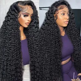 Babyhaar 7x5 Spitzenverschluss Deep Wave GluelessWig Human Hair Pre Cut Curly 13x4 Lace Front Wig Preplucked Natural Hairline