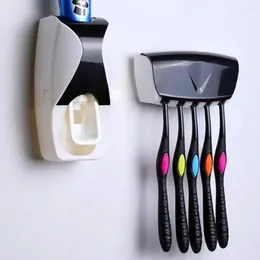 Badtillbehör Set Mount Badrum Tandkräm Tillbehör Förvaring Tandborste Dammsäker rack Vägghållare Automatisk dispenser Squeezer