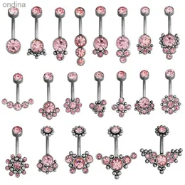 Nabelknopfringe 16G 10mm Barbell Edelstahl Piercing Bauchnabelschmuck für Mädchen Rosa Zirkon Gothic Nabelring Frauen Körperzubehör YQ240125