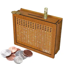 Money Box Piggy Bank Wood Money Bank Bank قابلة لإعادة الاستخدام مع الهدف والأرقام التي تساعد على الحصول على عادة توفير 240118