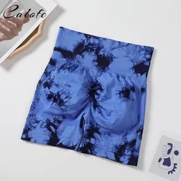 Pantaloncini attivi CALOFE Tie Dye Donna Yoga senza cuciture Stretto BuLifting Allenamento Ciclismo Pantaloni sportivi Leggings sportivi elastici a vita alta