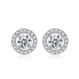 Stud Earrings Uunico 925 Silver Round Shape Cubic Zirconia Birthday Gift Brilliant Bridal Engagement Wedding Jewelry