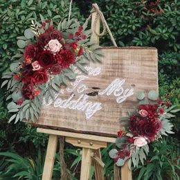 Flores decorativas 2x arco de casamento rústico artificial floral swag para festa de parede de férias