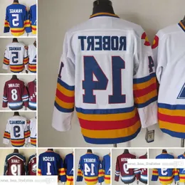 1972-1999 Movie Retro CCM Hockey Jersey Hafdery 9 Lanny McDonald 14 Rene Robert 19 Joe Sakic 5 Rob Ramage 8 Teemu Selanne 1 Chico Resch J 69