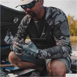 Acessórios de pesca Aftco Roupas Verão Mens Manga Longa Camisas de Proteção Solar Caminhadas Ao Ar Livre Camiseta Camisa de Pesca Top Drop Del Dhnbs