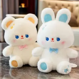 Little Bear Rabbit Doll White Children's Toy Bow Bear Doll Girl Plush Kawaii ملء حيوان باتونج دمية 240124