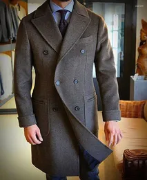 Ternos masculinos casaco de lã longo lapela trespassado inverno moda casual confortável deslocamento fino design 2024