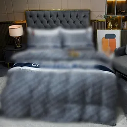 Lyxdesigner sängkläder set d brev tryckt drottning storlek king size duvet cover sovrum designer lakan kuddar marinblå bäcken uppsättning täcker 4 st