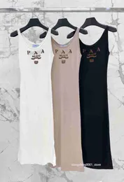 Temel Elbiseler Tasarımcı Milan Kadın Baskı Moda Panelli Elbise Kadınlar Kolsuz Uzun Etekler Vintage Bluz Uzun etek Lady Outwears Kanal Tops FS7O