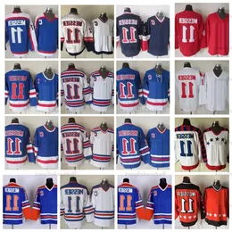 Maglie da hockey vintage Mark Messier n. 11 75esimo blu 1992 Nation Team Rosso Campbell Camicie arancioni cucite C Patch M-X 33