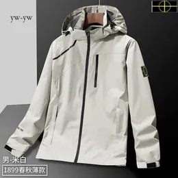 Coats Plus Size Coat Spring and Autumn Stone Men's Jacket Island 223stand Collar Hooded Solid Men's Casual Windproof Outdoor is Land Jacket Coat New 4978