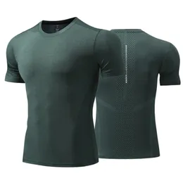 Yaz Erkekler Plus T-Shirt Sıradan Spor Üst Buz İpek Yuvarlak Boyun Sıkı Sıkı Kısa Kollu Koşun Salonu Eğitimi Nefes Alabilir Kısa Kollu Hızlı Kurutma Giysileri XS-5XL