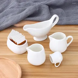 Stoviglie Mini brocca per latte in ceramica con manico Brocche per crema di caffè espresso Tazza per salse da cucina Brocca da portata Bianca