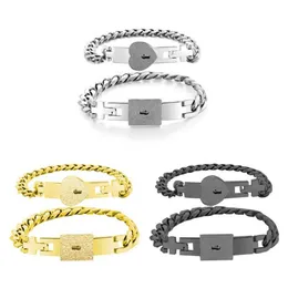 Bedelarmbanden 2 stuks roestvrij staal minnaar hart liefde slot sleutel armband kit paar Jewelry306T