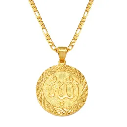 Allah pingente colares corrente para mulheres homens oriente médio árabe jóias 14k ouro amarelo muçulmano islâmico