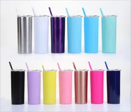 Thermos Cups Insulated Tumbler Stainless Steel Water Bottle Vacuum Beer Coffee Mug Lids Straws Drinkware Straight 20Oz Double Laye2323700