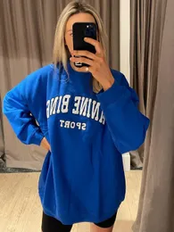 Mit Buchstaben bestickte Sweatshirts für Damen, Winter, Frühling, Kleidung, 2024, langärmelig, Baumwolle, Designermode, Pullover, Tops, weiblich, übergroße Sweatshirts, Streetwear