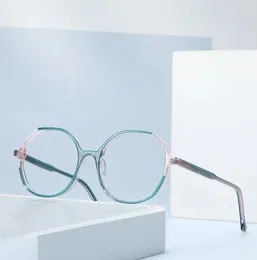 Sonnenbrille Acetat Brillengestell Frauen Kreisförmige Bunte Myopiebrille Zweifarbige volloptische verschreibungspflichtige Brillen