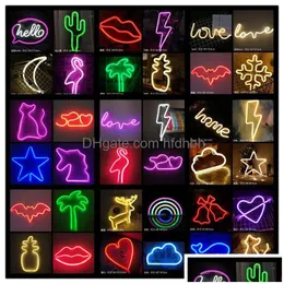 LED Neon Sign MTI Styles Colorf Rainbow Night Lights For Room Home Party Wedding Decoration Table Lamp Powered by USB Drop Delivery DHF4J