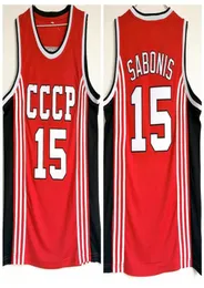 Mens Vintage Arvydas Sabonis 15 CCCP TEAM RUSSIA Basketball Jersey Cheap Red Arvydas Sabonis Stitched Shirts6960360