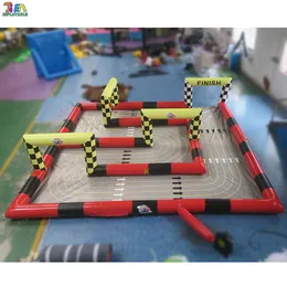 Outdoor Activities Kids 12.1x8.9x1.89mH With blower custom made inflatable go kart track bumper car race track for sale