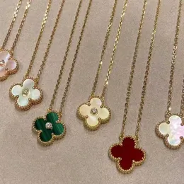 Designer Van cl-ap Fanjia Versione alta Collana Lucky Clover Corpo intero V Oro Acciaio CNC Stampa Fiore singolo Doppia faccia Non sbiadisce