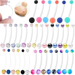 Navel Bell Button Rings 14G Pregnancy Clear Belly Button Rings Flexible Bioplast Sport Maternity Belly Navel Retainer Industrial Earring Body Piercing YQ240125