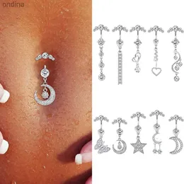 Navelklockknapp ringer 5 Crystal Steel Belly Button Sexig navel Piercing Navel Kvinnor dinglar kropp Navel smycken Belly Rings Charm YQ240125