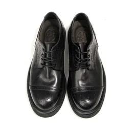 Abito da uomo in stile retrò britannico, in vera pelle, di marca, fatto a mano, con piattaforma, eleganti scarpe da lavoro casual da uomo