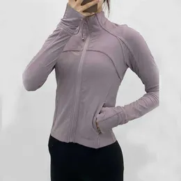 Yoga kıyafetleri uzun kollu kırpılmış spor ceket lu-38 kadınlar zip fitness kış sıcak spor salonu üst aktif giyim koşu palto egzersiz kıyafetleri kadın 44