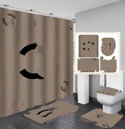 High-End-Polyester-Digitaldruck-Duschvorhang, Bodenmatte, vierteiliger WC-Buddha, wasserdichter, schimmelresistenter Trennwand-Duschvorhang