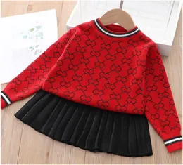 Kaliteli Bebek Kız Giyim Setleri Örme Uzun Kollu Sweatersskirts Set Set Bahar Sonbahar Çocuk Örgü Külot Etek Outf7016253