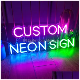 Insegna al neon a LED Insegne personalizzate Negozio di luci Negozio di pub Garm Casa Matrimonio Festa di compleanno Decorazione della parete Lampada Consegna a goccia Luci Illuminazione Holida Dhibn