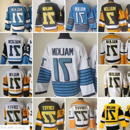 Film CCM Vintage Hockey su ghiaccio 71 Maglie Evgeni Malkin 77 Paul Coffey 7 Joe Mullen Maglia da ricamo uomo Bianco Nero Giallo Blu 22