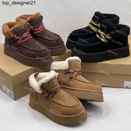 Yeni 24ss kadın funkarra botlar kış kabin manşet kar ayak bileği botları kestane kürk klasik ultra mini platform snowboot avustralya yün tazz tazman botlar