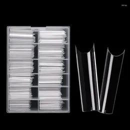 False Nails 240st French Nail Tips Extra lång C Curve Half Cover Clear Ballerina Coffin Diy Tools for Salon