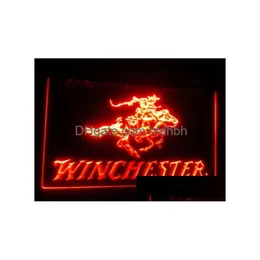 Led Neon Sign B107 Winchester Firearms Gun Birra Bar Pub Club Insegne 3D Luce Decorazioni per la casa Artigianato Consegna a goccia Luci Illuminazione Festività Dhtde