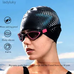 Yüzme Kapakları Uzun Saç Yüzme Şapkası Düz ​​Renk Artı Yetişkin Baskı Su Geçirmez Saç Bakımı Silikon Erkek ve Kadın Yüzme Kapsl240125