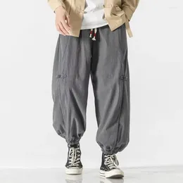 Herrbyxor harem baggy botts casual joggar elastiska byxor sportkläder y2k japanska mode lykta pantaloner