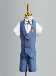 Conjunto de traje de chaleco formal para niños, boda de verano para niño, primer cumpleaños del bebé, disfraz de actuación de piano, chaleco para niños, pantalones cortos, ropa 22437142