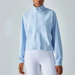 Lu-326 jaqueta para roupas de yoga correndo roupas de fitness superior jaqueta feminina zíper solto lazer secagem rápida blusa esportiva manga longa cas 76