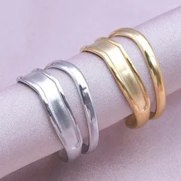 Anillos de racimo color plata moda elegante giro dos círculos para mujeres pareja simple geométrico irregular apertura anillo de dedo joyería de fiesta