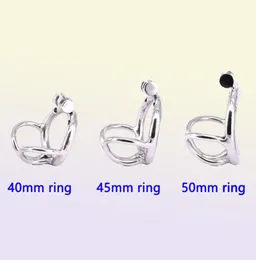 Gabbia in acciaio inossidabile con anello antioff Anello per pene in metallo con chiusura piccola Anello per testicoli ad arco Dispositivi per bondage3834728