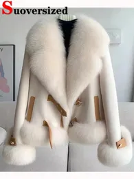 High Quality Winter Faux Fur Jackets Luxury Furry Lapel Coats Korean Fashion Warm Chaquetas Double-faced Women Plush Outerwear 240122