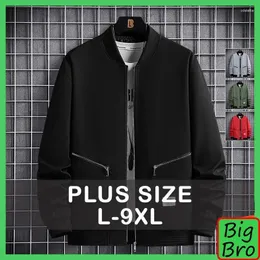 Jaquetas masculinas plus size homens jaket gola manga longa bolso zíper homem casual solto streetwear outerwear grande roupas de grandes dimensões