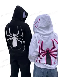 Felpe con cappuccio da uomo Felpe da donna Street Apparel Felpa con cappuccio Spider Punk Felpa con cappuccio con cerniera Grafica Felpa extra large Gothic Harajuku Kpop T240126